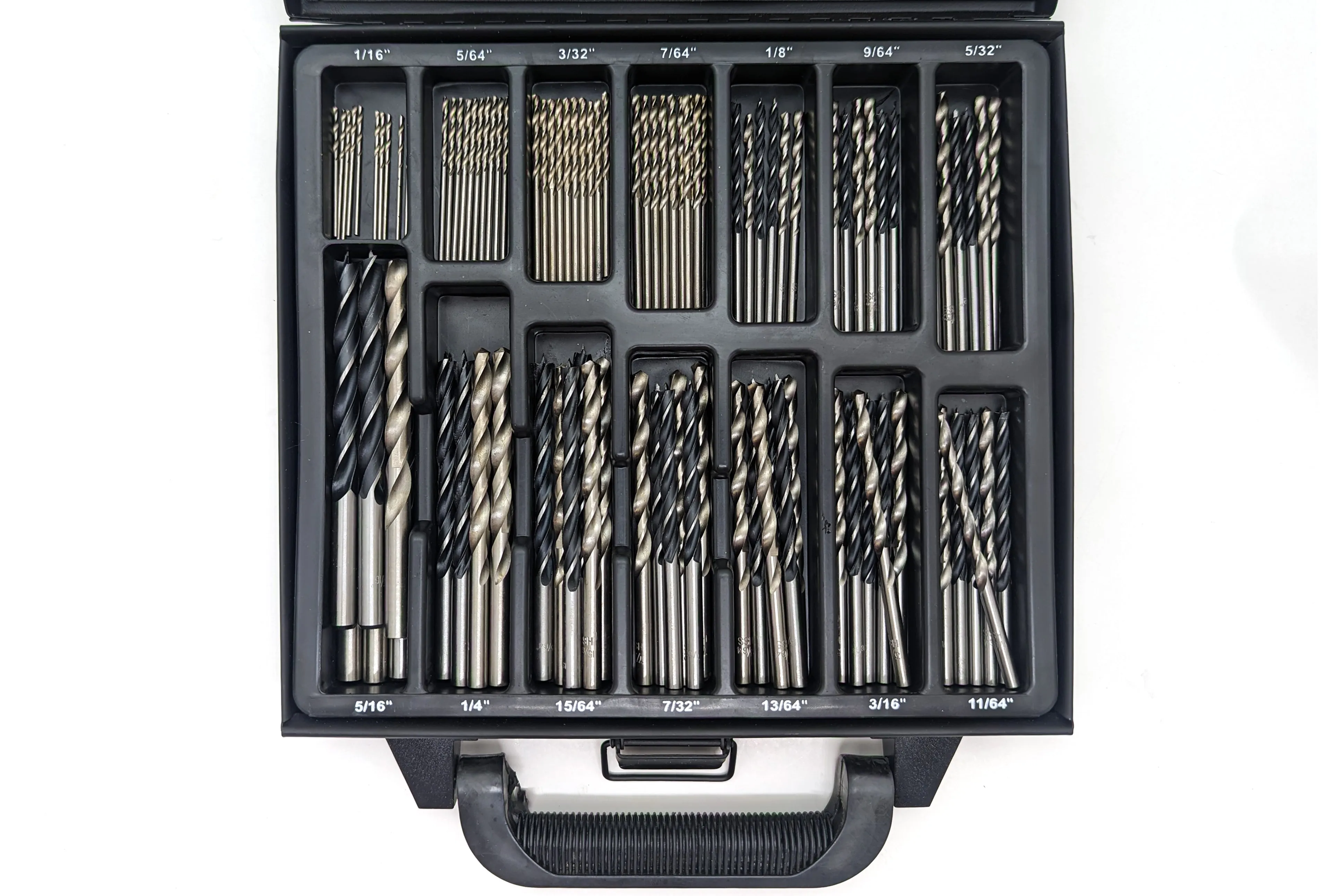 100 Piece Mixed Drill Bit Set, HSS Twist, HCS Brad Point