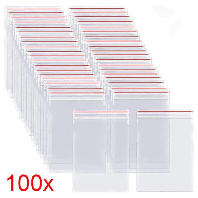 100pcs/pack Resealable Zip Lock Bags Self Seal Clear Plastic Poly  Bag Food Storage Package Reclosable Vacuum Fresh Bag