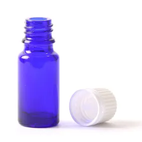 10ml Cobalt Blue Glass Boston Round Bottle (With White Tamper Evident Cap & Dropper)