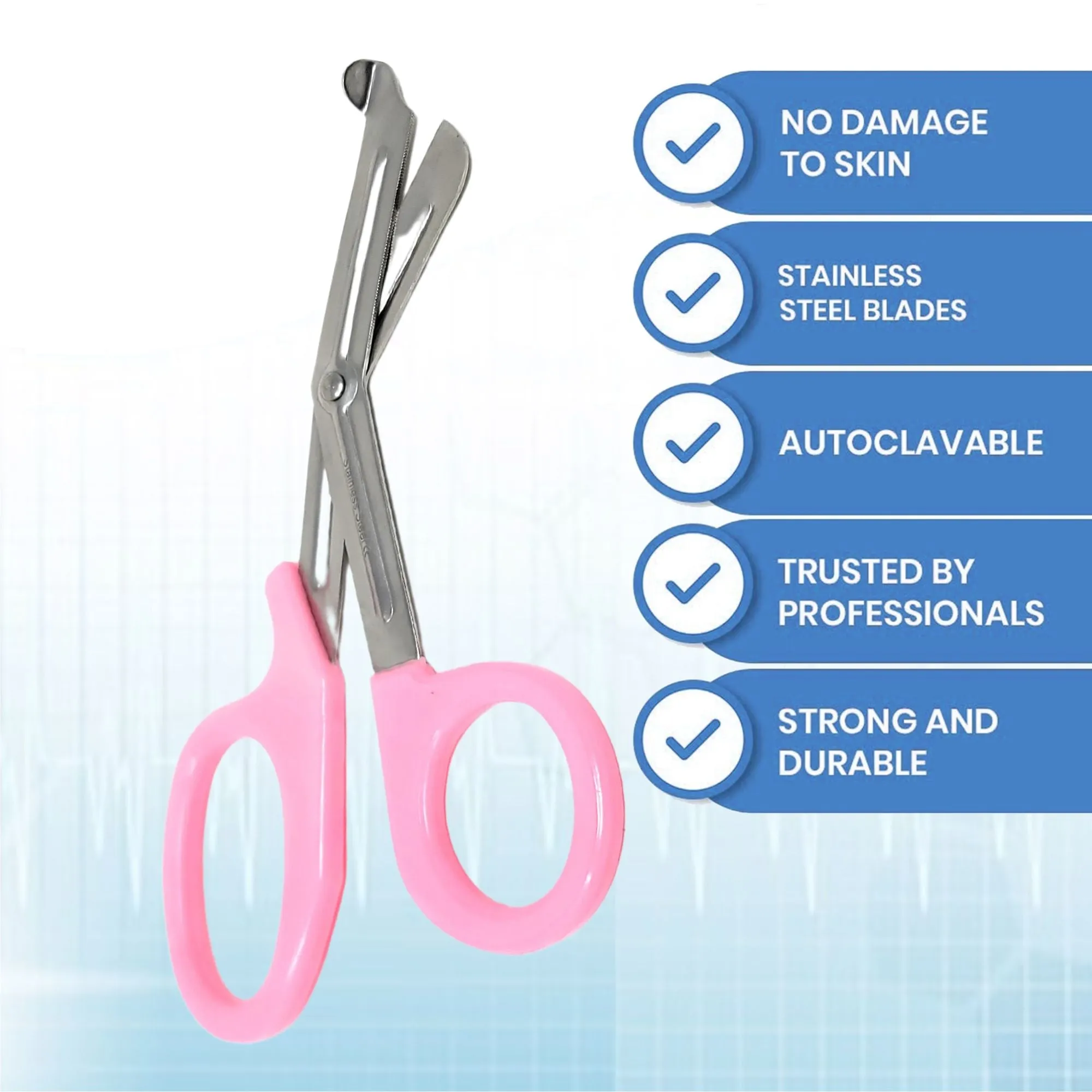 12/Pack Baby Pink Handle Trauma Shears 7.25" Stainless Steel Scissors for Paramedics, EMT, Nurses, Firefighters   More