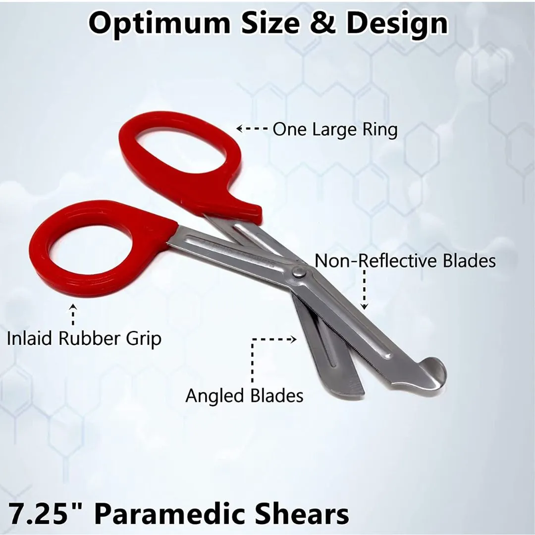 12/Pack Red Handle Trauma Shears 7.25" Stainless Steel Scissors for Paramedics, EMT, Nurses, Firefighters   More