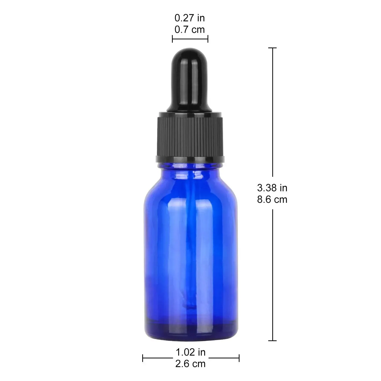 15 ml Cobalt Dropper Bottle, Glass Dropper with Inner Plug and Label