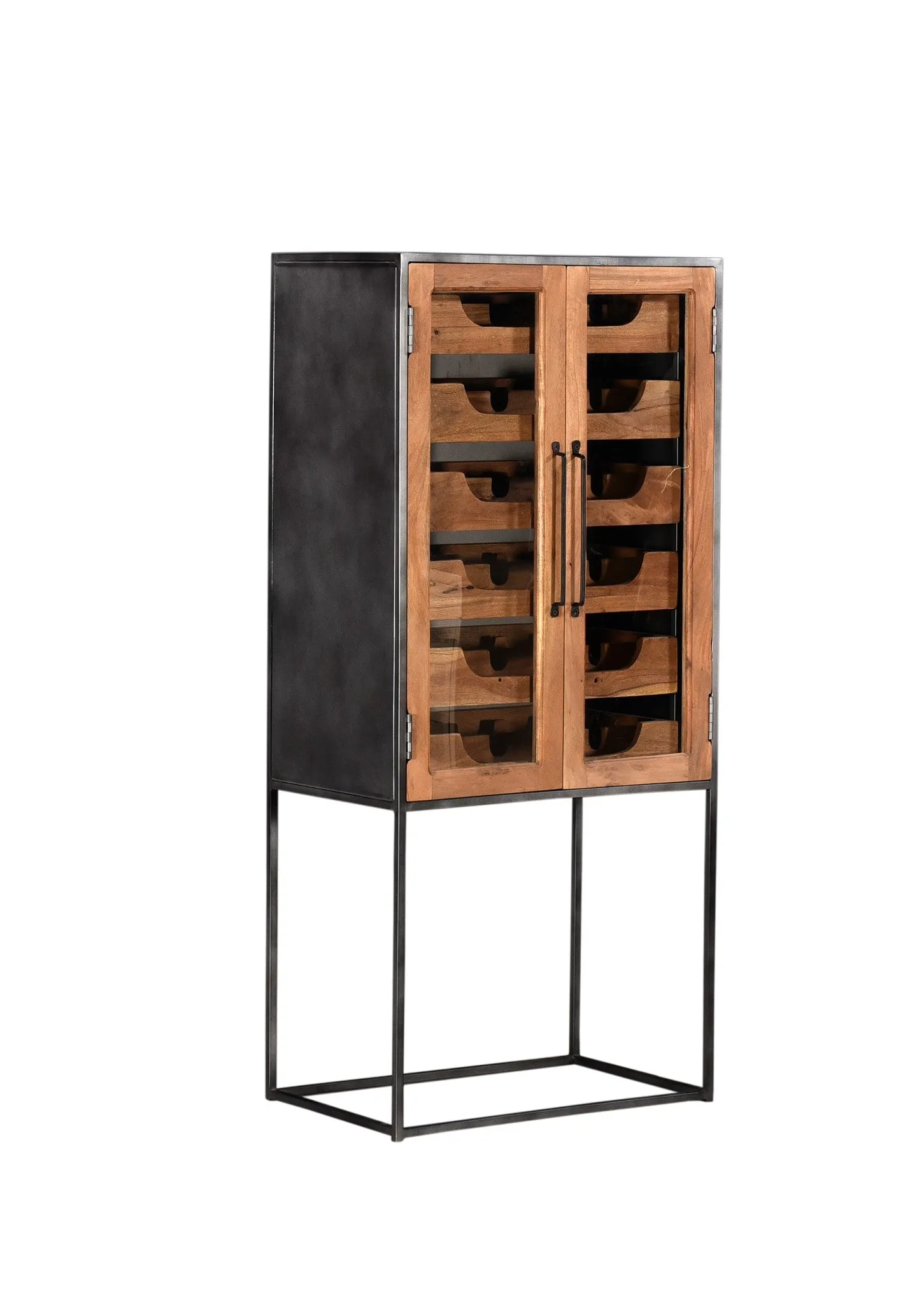 2 Glass Door And Metal Wine Cabinet