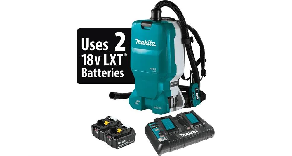 2020 Makita 18V X2 LXT® (36V) BL™ 1.6 Gal. HEPA Filter Backpack Dust Extractor Kit, AWS™ Cap (XCV18PTX)