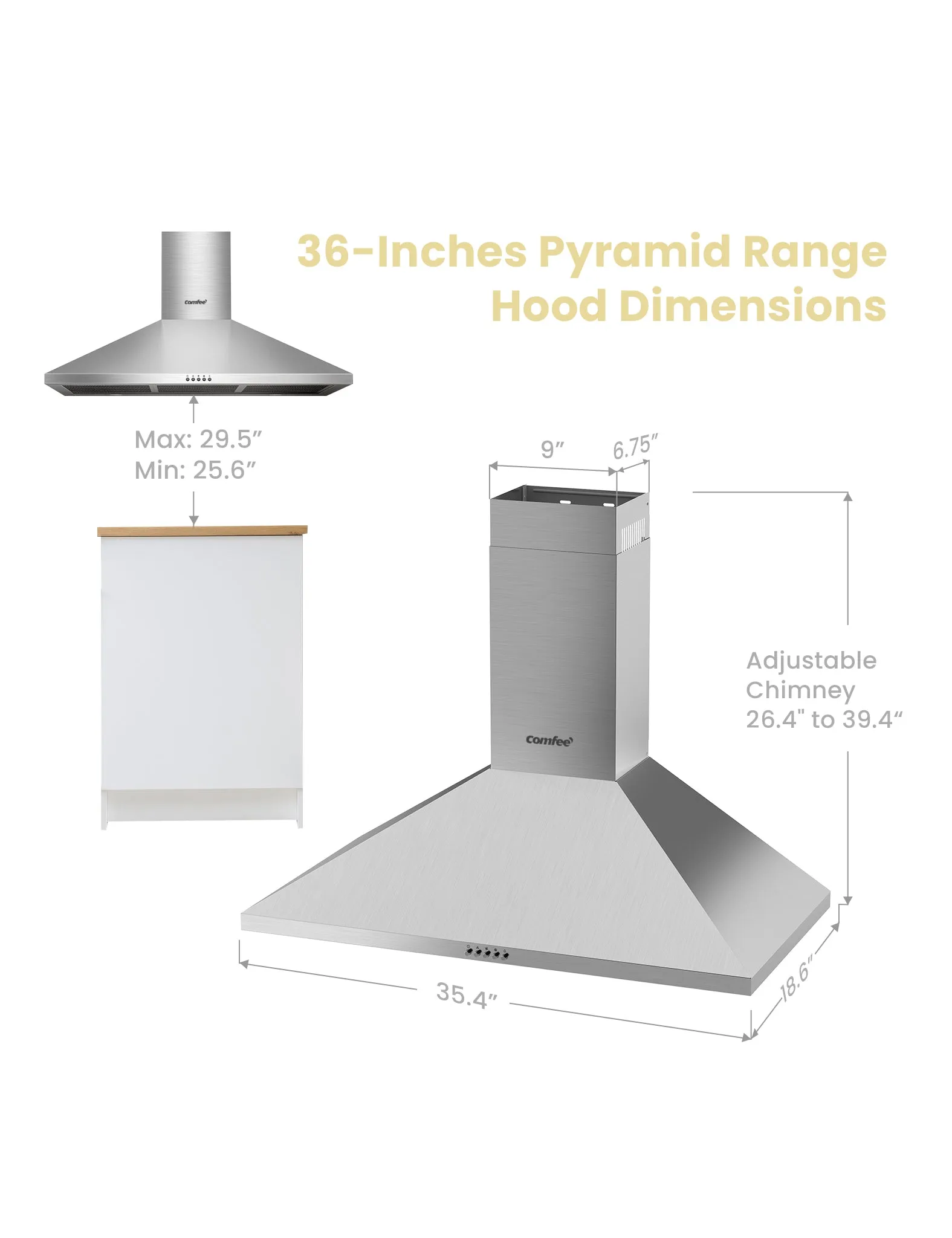 36" Ducted Pyramid Range Hood