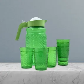 3734A Unbreakable Plastic Drinking Water / Juice Jug and 6 pieces Glass (Assorted color)