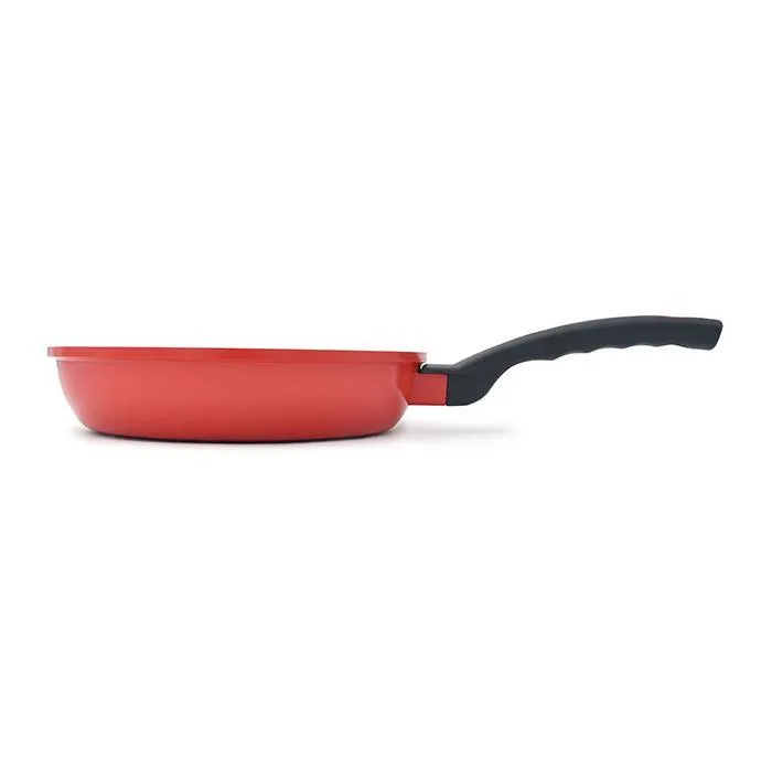 3D Coating Red Frying Pans, Woks, and Lids 6 PCS Set