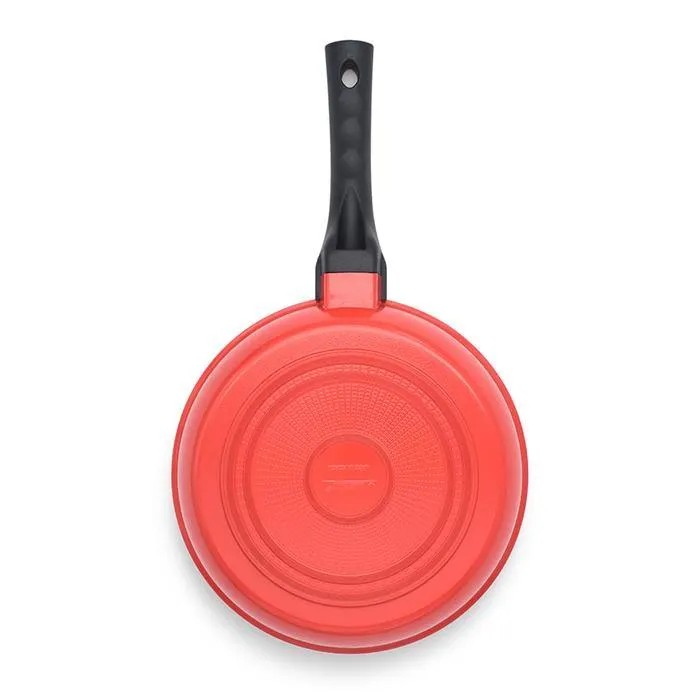 3D Coating Red Frying Pans, Woks, and Lids 6 PCS Set