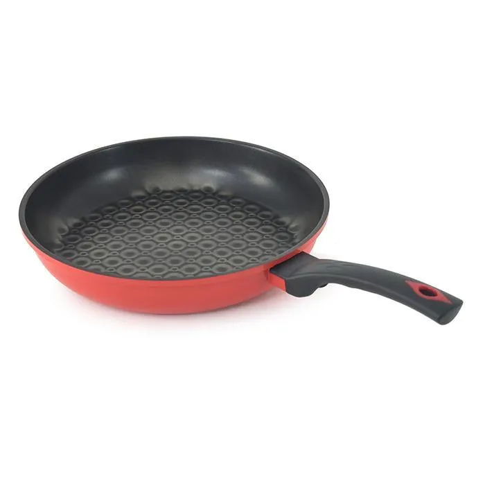 3D Coating Red Frying Pans, Woks, and Lids 6 PCS Set