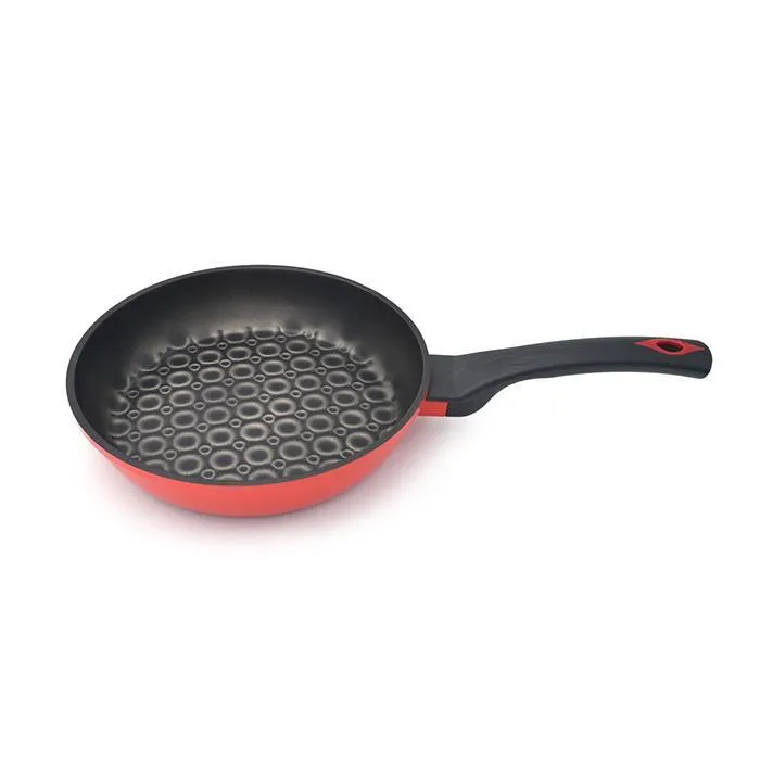 3D Coating Red Frying Pans, Woks, and Lids 6 PCS Set