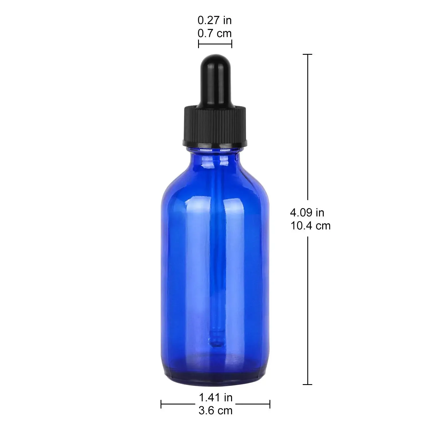 4 Pack 60ml Cobalt Dropper Bottle, Glass Dropper, Inner Plug and Label