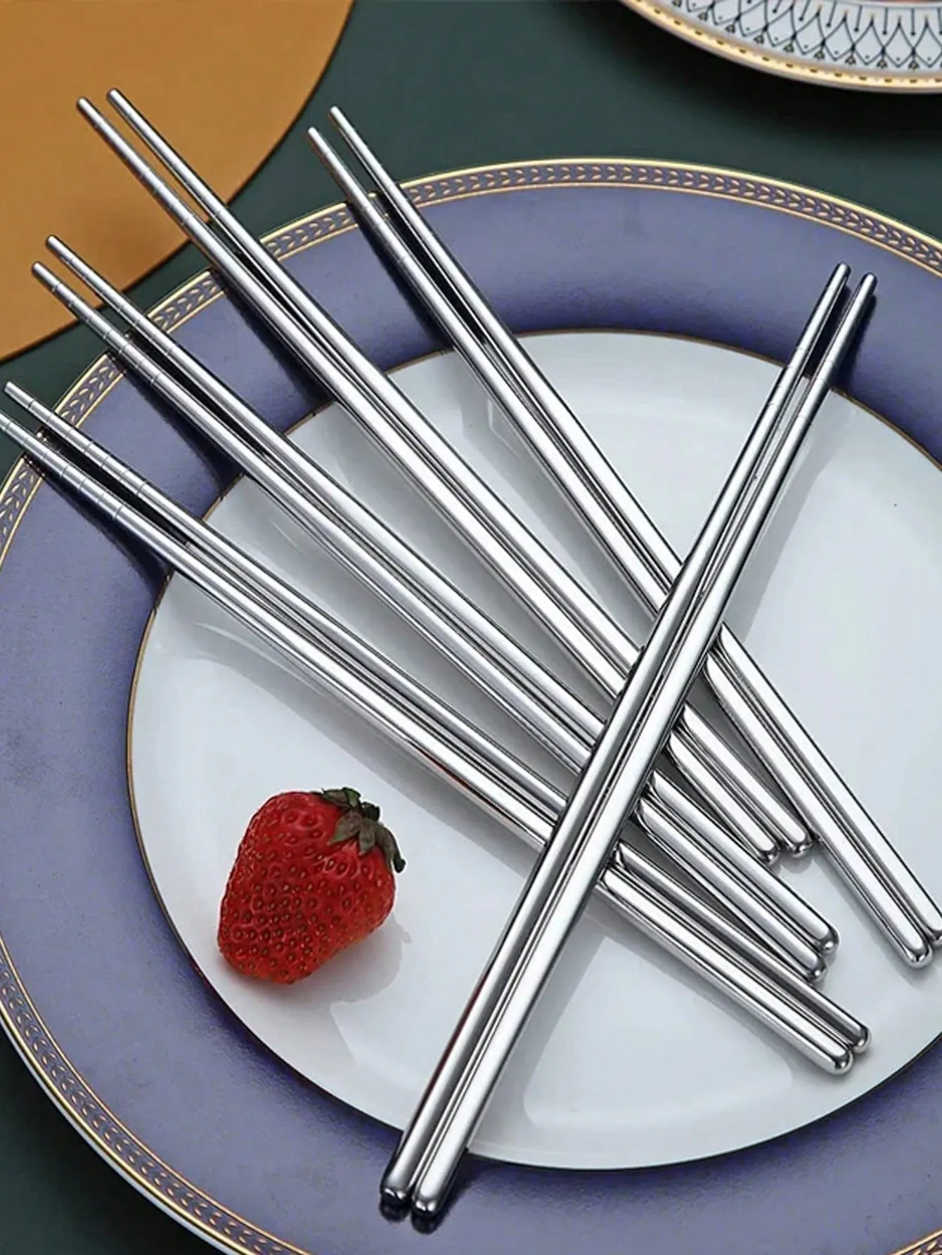 5 Pairs Of Reusable Stainless Steel Chinese Chopsticks With Anti-Slip Design - Perfect For Wedding, Birthday Party, Gathering And Table Decoration