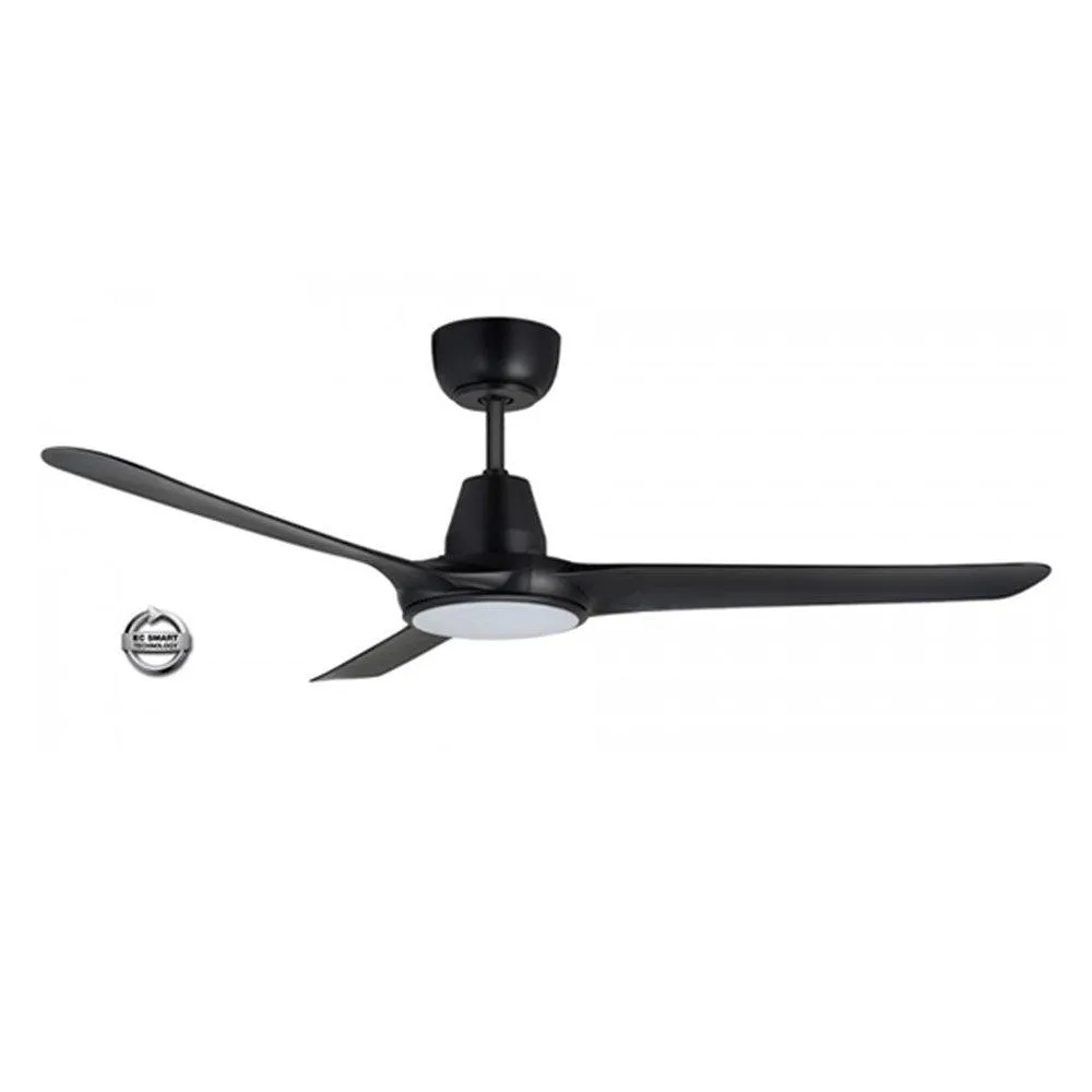 56" Spyda EC Ceiling Fan Matt Black, Satin White with Light SPYEC1423-L Ventair