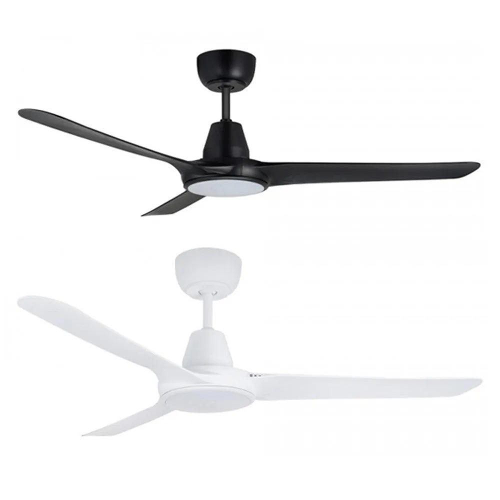 56" Spyda EC Ceiling Fan Matt Black, Satin White with Light SPYEC1423-L Ventair