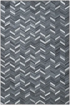 5x8 Handmade Gray and Ivory Chevron Viscose Area Rug | LR9