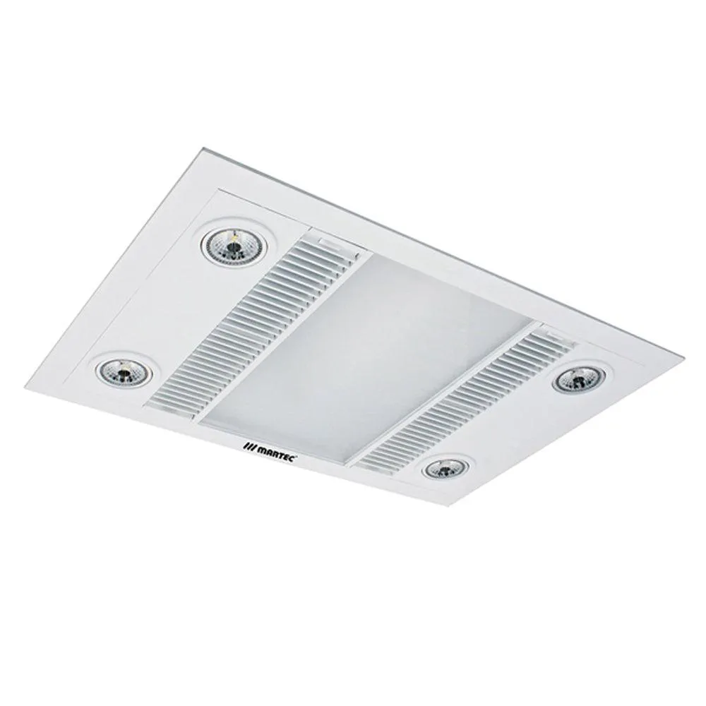 600m³/h Martec Linear 3 in 1 Bathroom Heater Exhaust Fan and LED Light in Silver or White