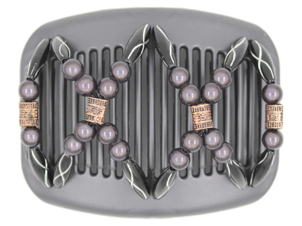 African Butterfly Hair Comb - Dalena Black Pearl 18