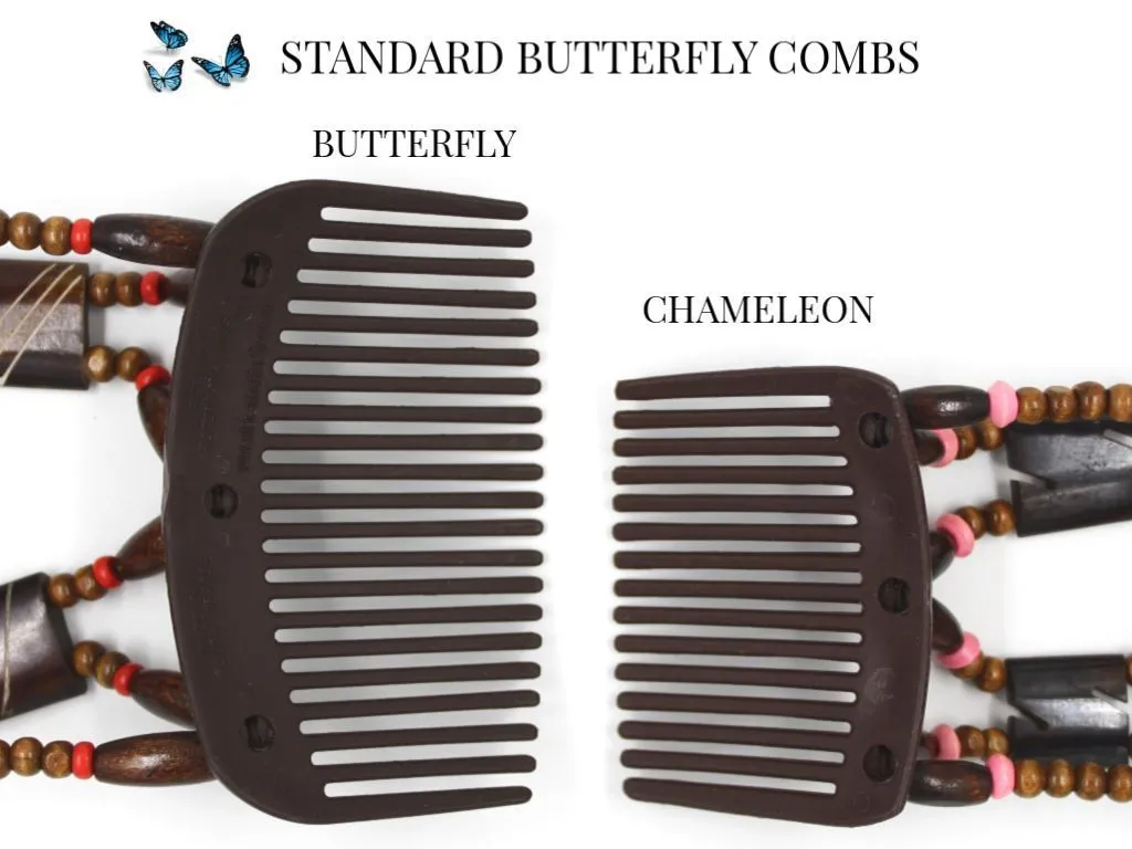 African Butterfly Hair Comb - Dalena Black Pearl 18