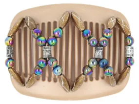 African Butterfly Hair Comb - Dalena Brown Pearl 24