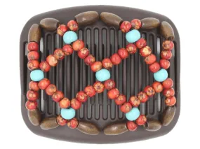 African Butterfly Hair Comb - Ndebele Brown 147