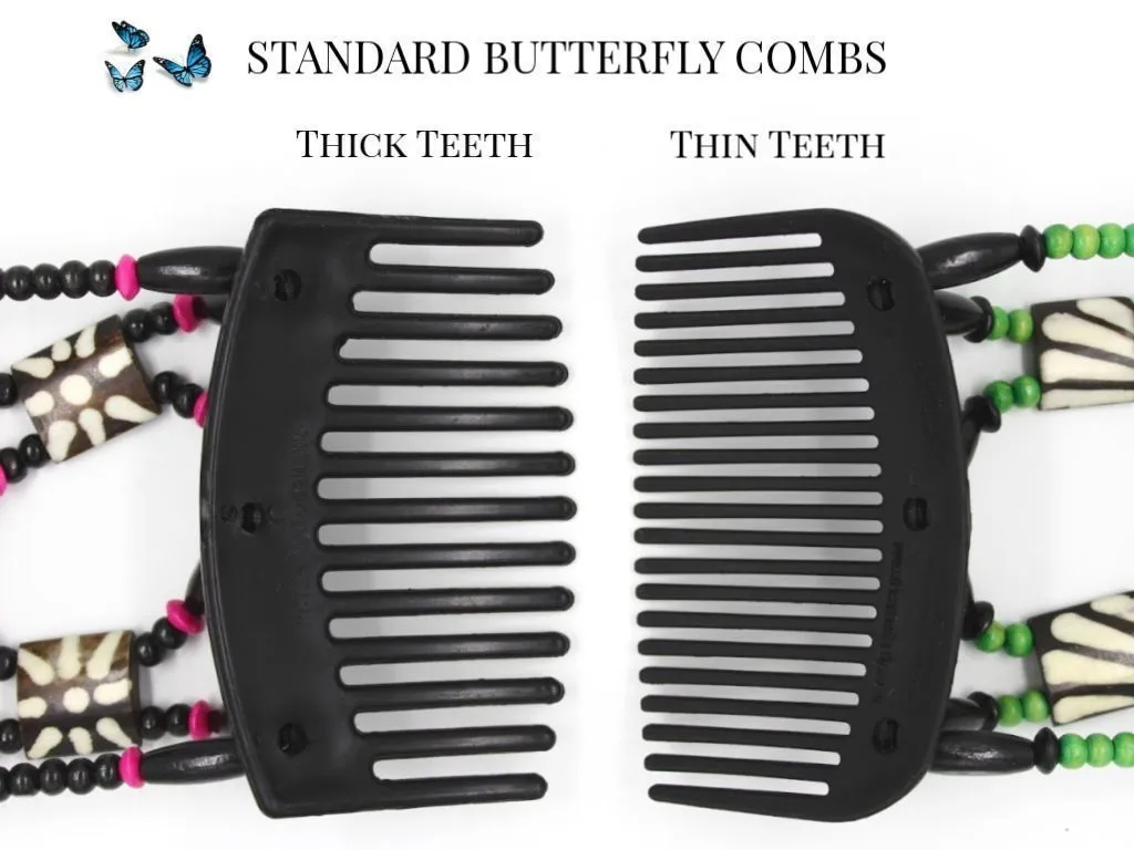 African Butterfly Thick Hair Comb - Ndalena Clear 90