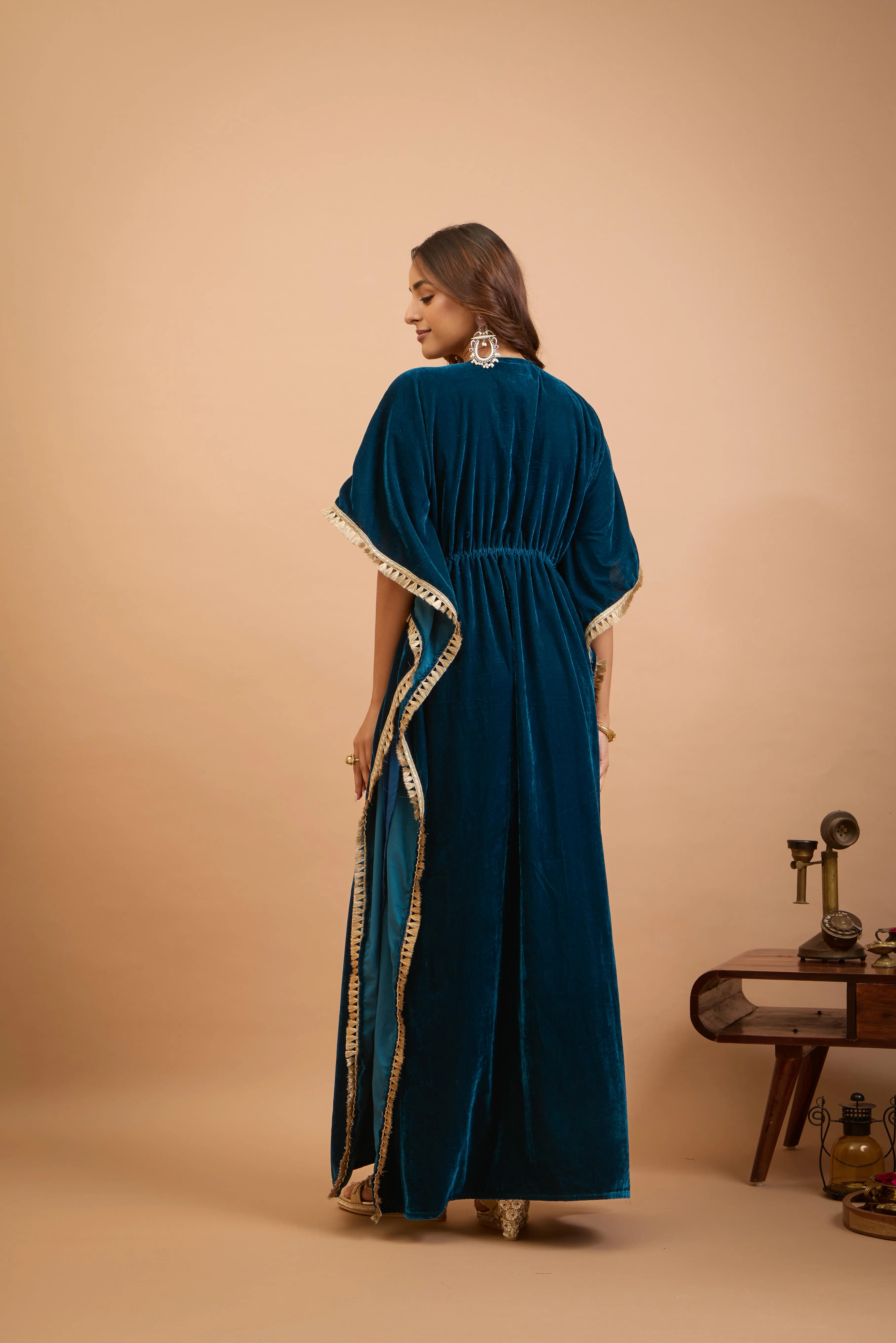 Alaya Jugni Bahamas Blue Velvet Bohemian Kaftan