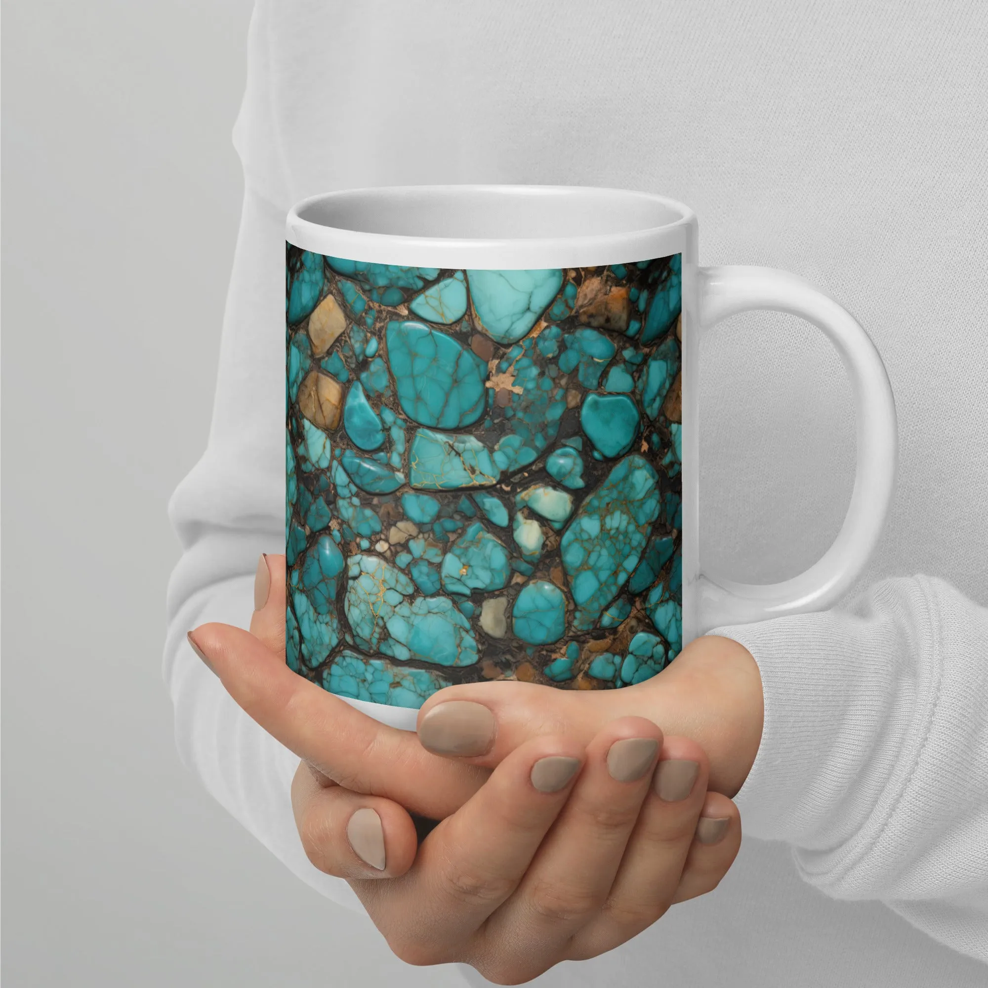 All Turquoise White Glossy Mug