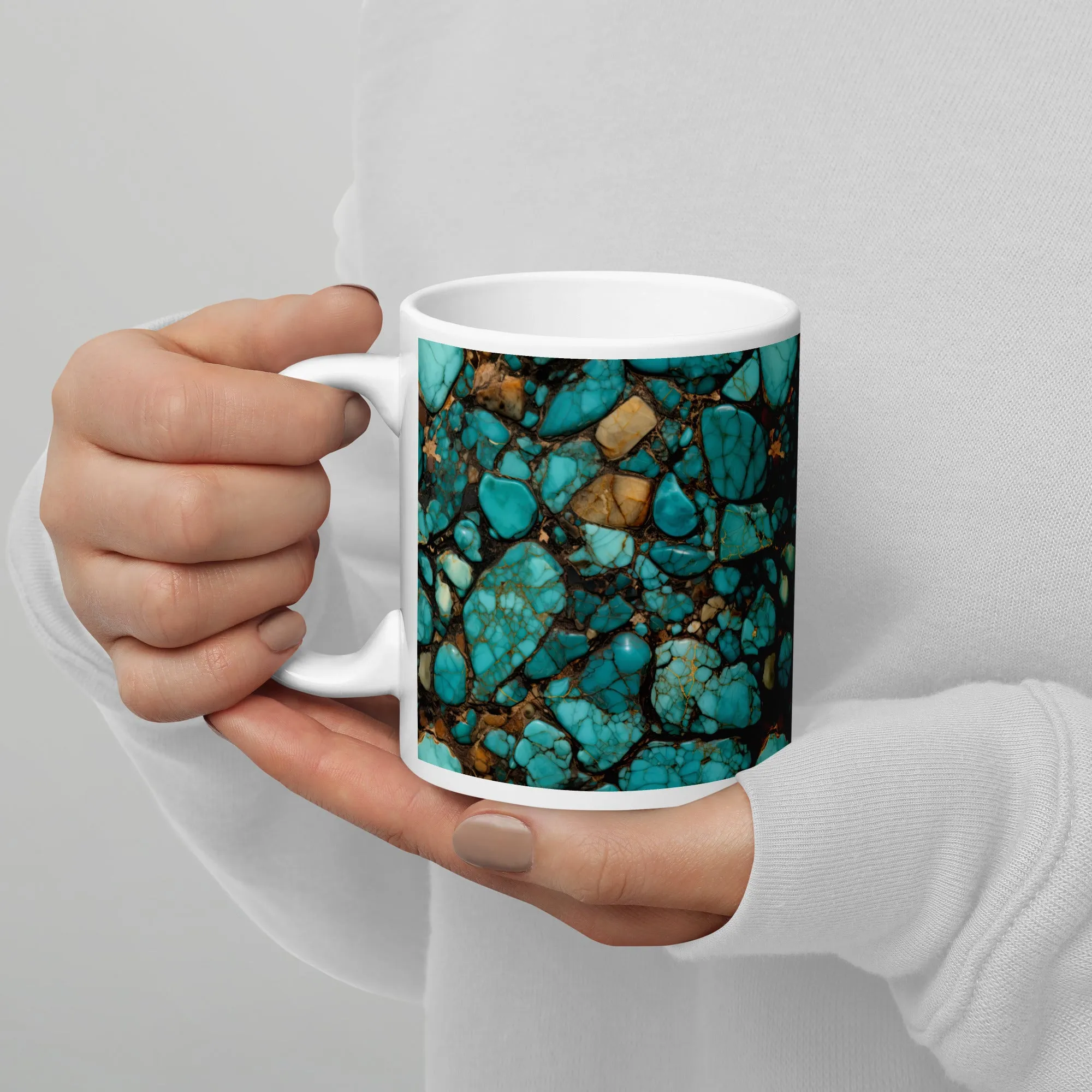 All Turquoise White Glossy Mug