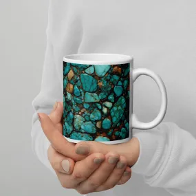 All Turquoise White Glossy Mug