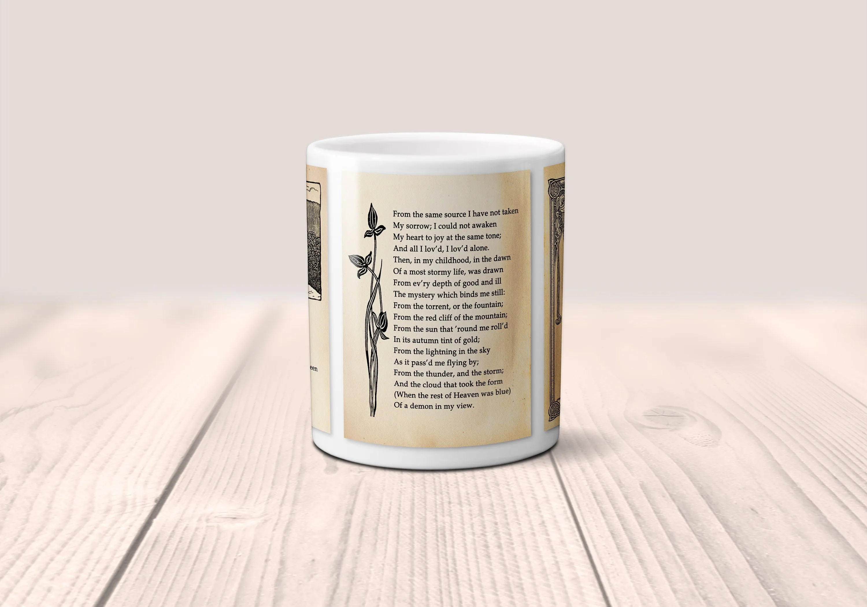 Alone by Edgar Allan Poe Mug. Coffee Mug with full text of Edgar Allan Poe's "Alone" poem, Bookish Gift,Literary Mug