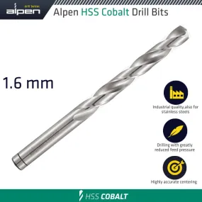 ALPEN HSS COBALT DIN 338 1.6MM BULK ALP6130016