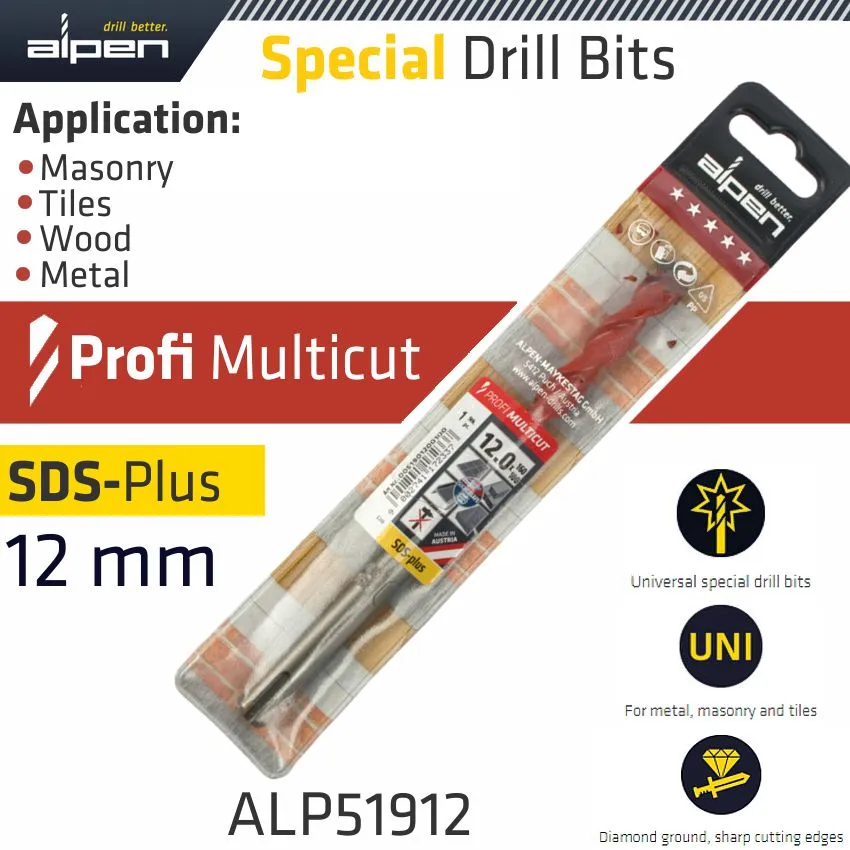 ALPEN PROFI MULTICUT SDS DRILL BIT 12 X 160MM ALP51912