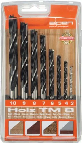 ALPEN WOOD DRILL BIT SET 8 PIECE 3-10MM X 1MM ALP TM8