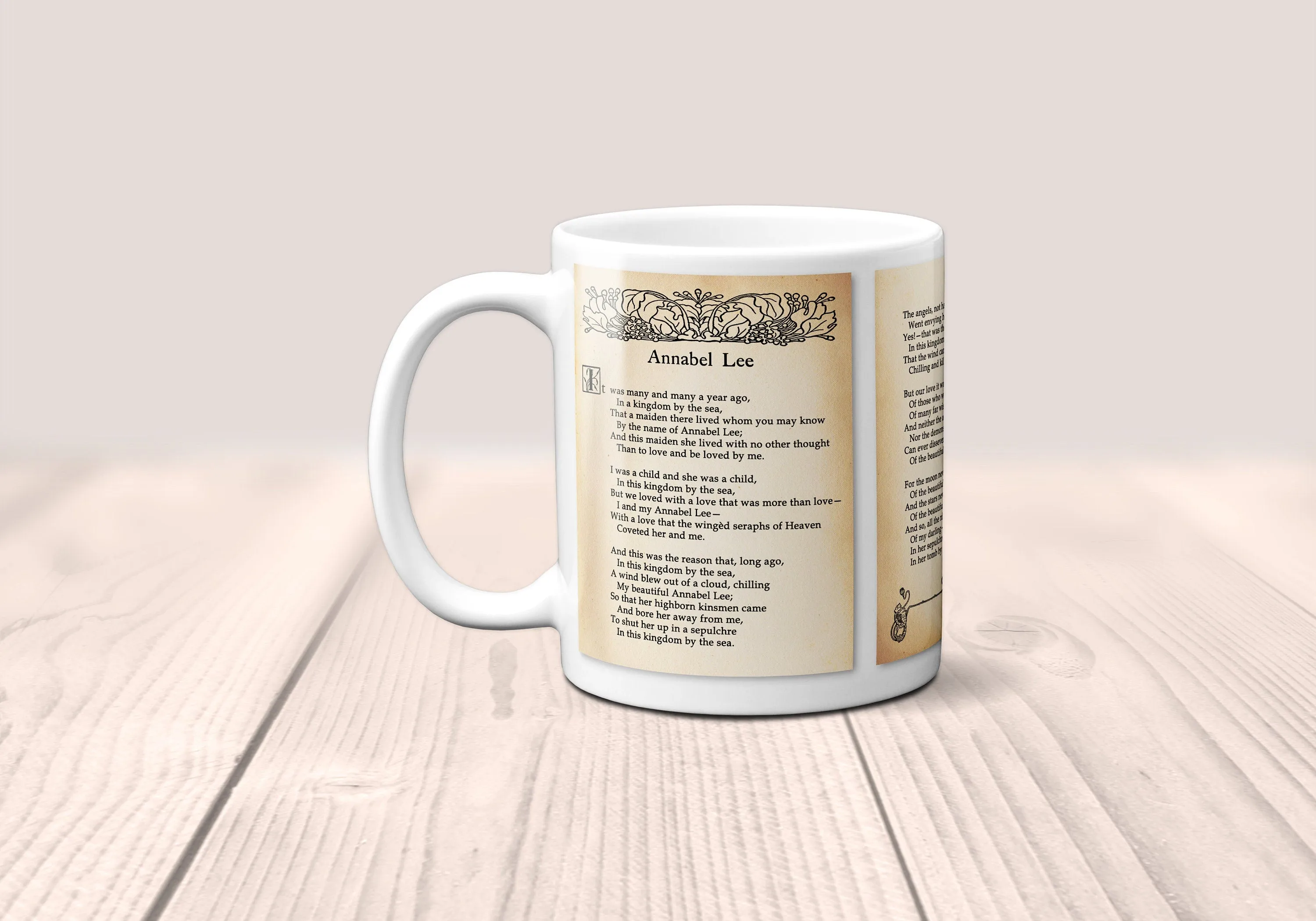 Annabel Lee by Edgar Allan Poe Mug. Coffee Mug with Full text of Edgar Allan Poe's "Annabel Lee" poem, Bookish Gift,Literature Mug