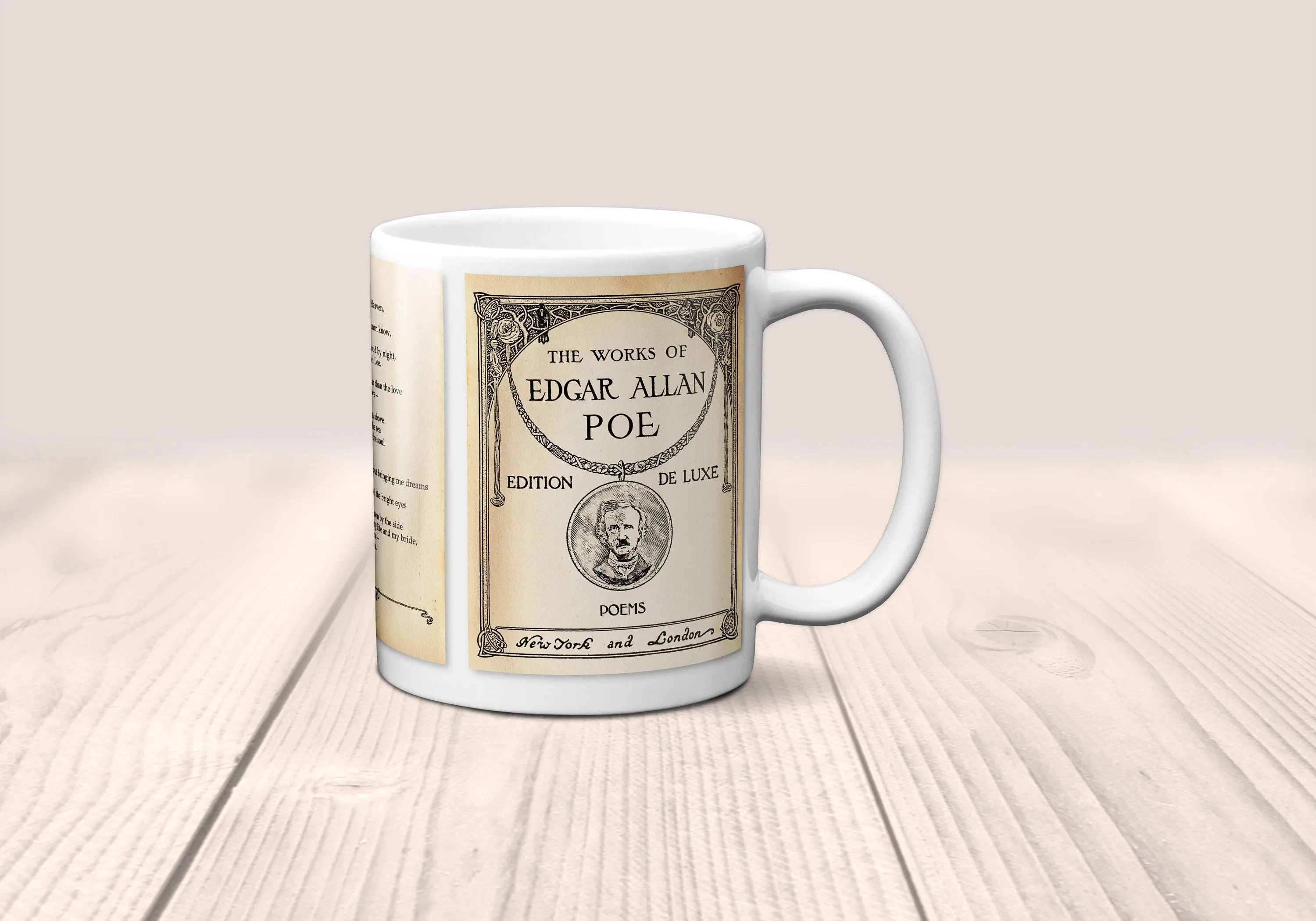 Annabel Lee by Edgar Allan Poe Mug. Coffee Mug with Full text of Edgar Allan Poe's "Annabel Lee" poem, Bookish Gift,Literature Mug