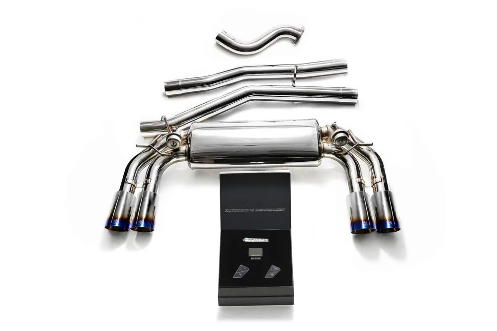 ARMYTRIX Stainless Steel Valvetronic Catback Exhaust System Quad Blue Coated Tips Volkswagen Golf R MK7 2014-2016