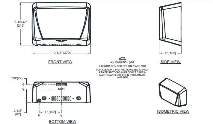 ASI® 0199 TURBO ADA™ , Surface-Mounted ADA Compliant, Automatic High Speed Hand Dryer