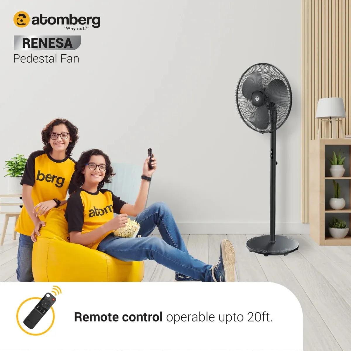 Atomberg Renesa Pedestal fan 400mm BLDC motor Energy Saving with Remote Control