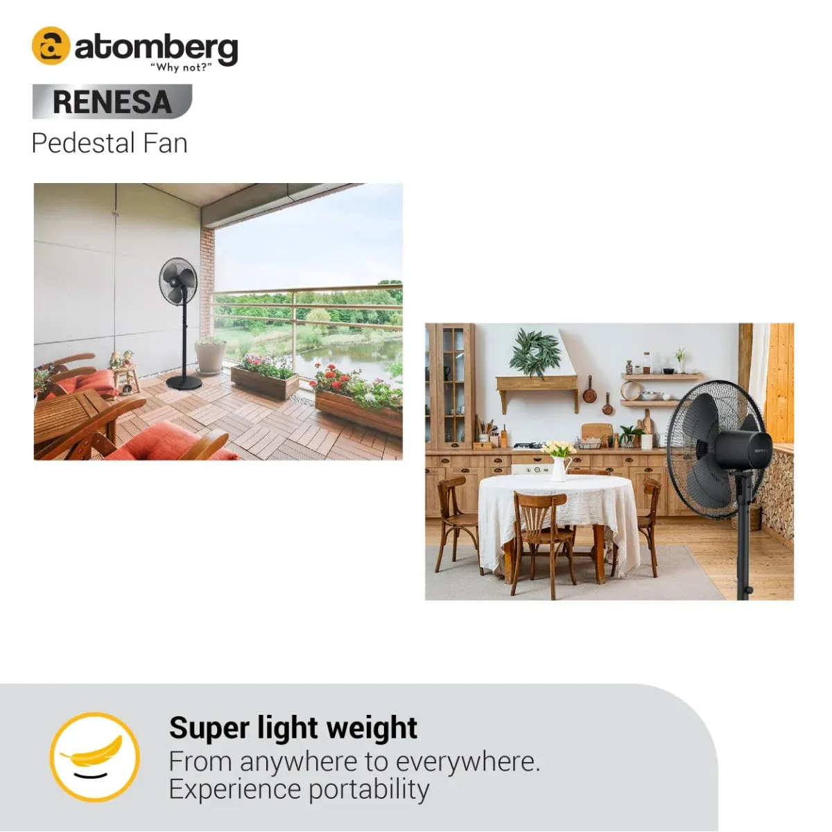 Atomberg Renesa Pedestal fan 400mm BLDC motor Energy Saving with Remote Control