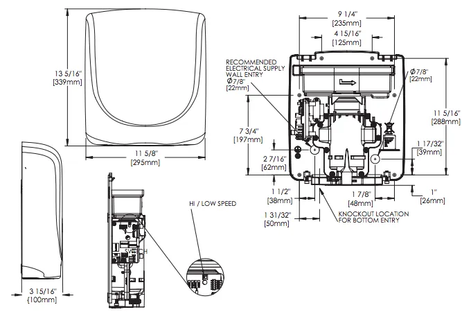 AXT-SP, eXtremeAir ADA American Dryer Polished Stainless Steel Universal Voltage ADA