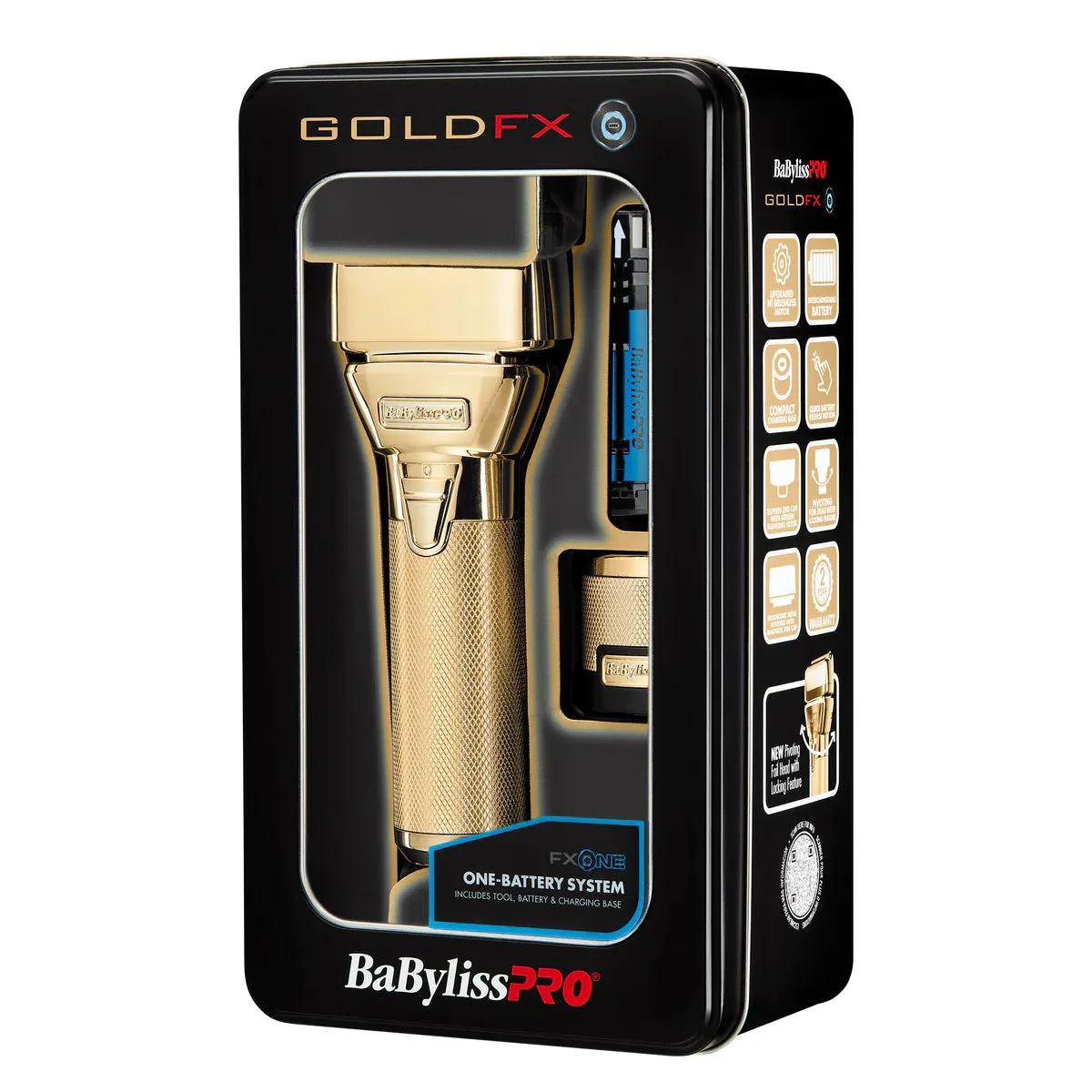 BaBylissPRO FXONE GOLDFX All-Metal Interchangeable-Battery Foil Shaver (FX79FSG)