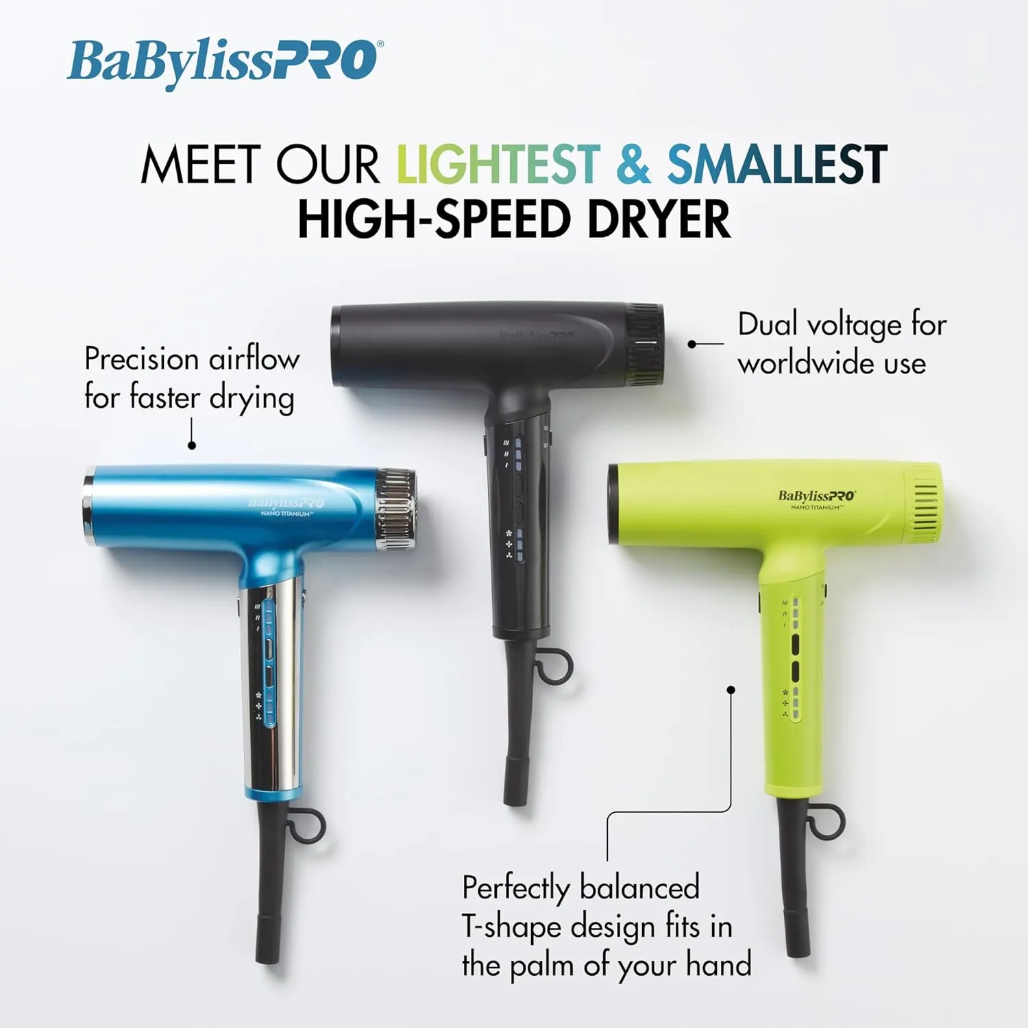 BabylissPRO Nano Titanium Blue Light Ionic High-Speed Dryer