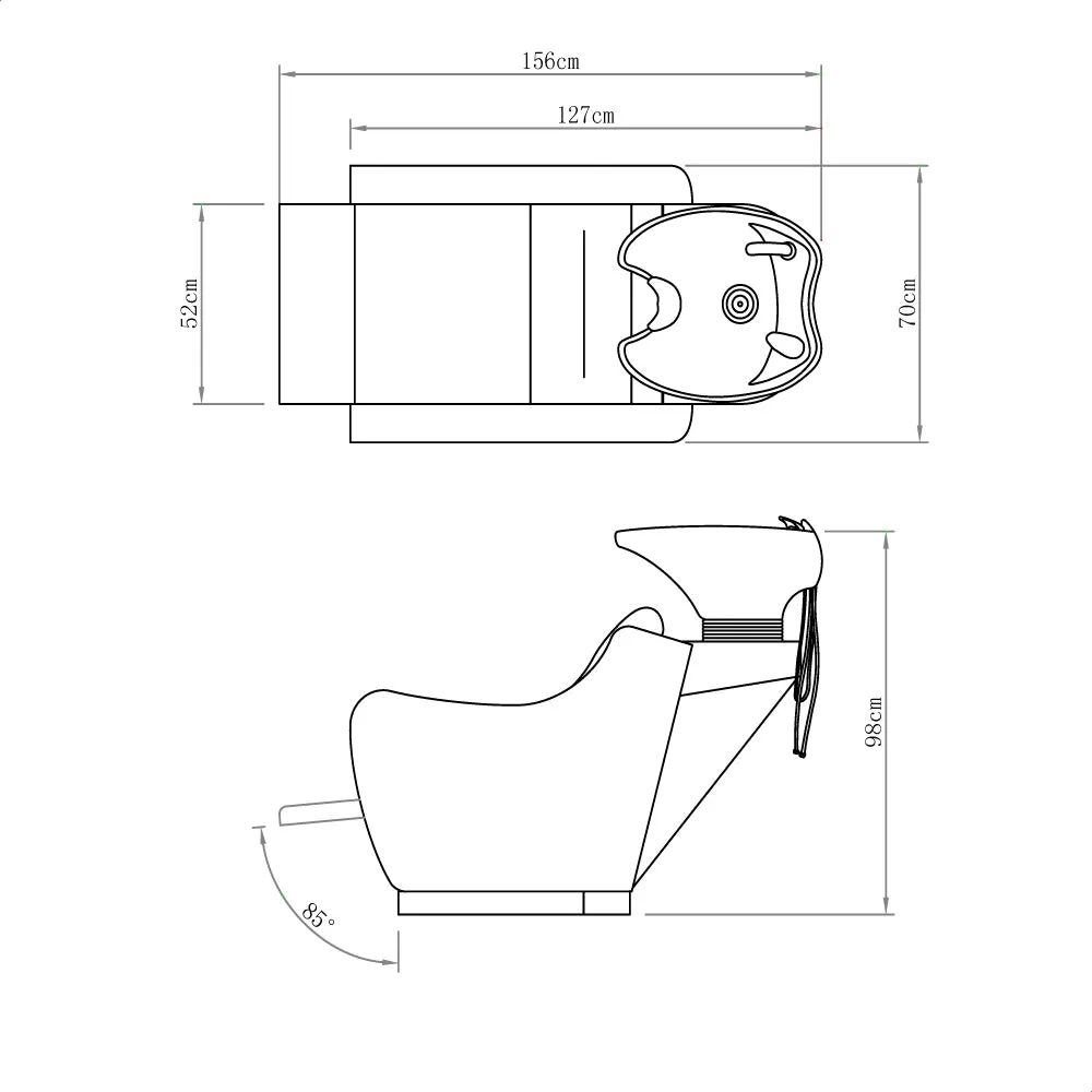 Beauty Salon Backwash Basin Chair -adjustable leg rest extension Callisto