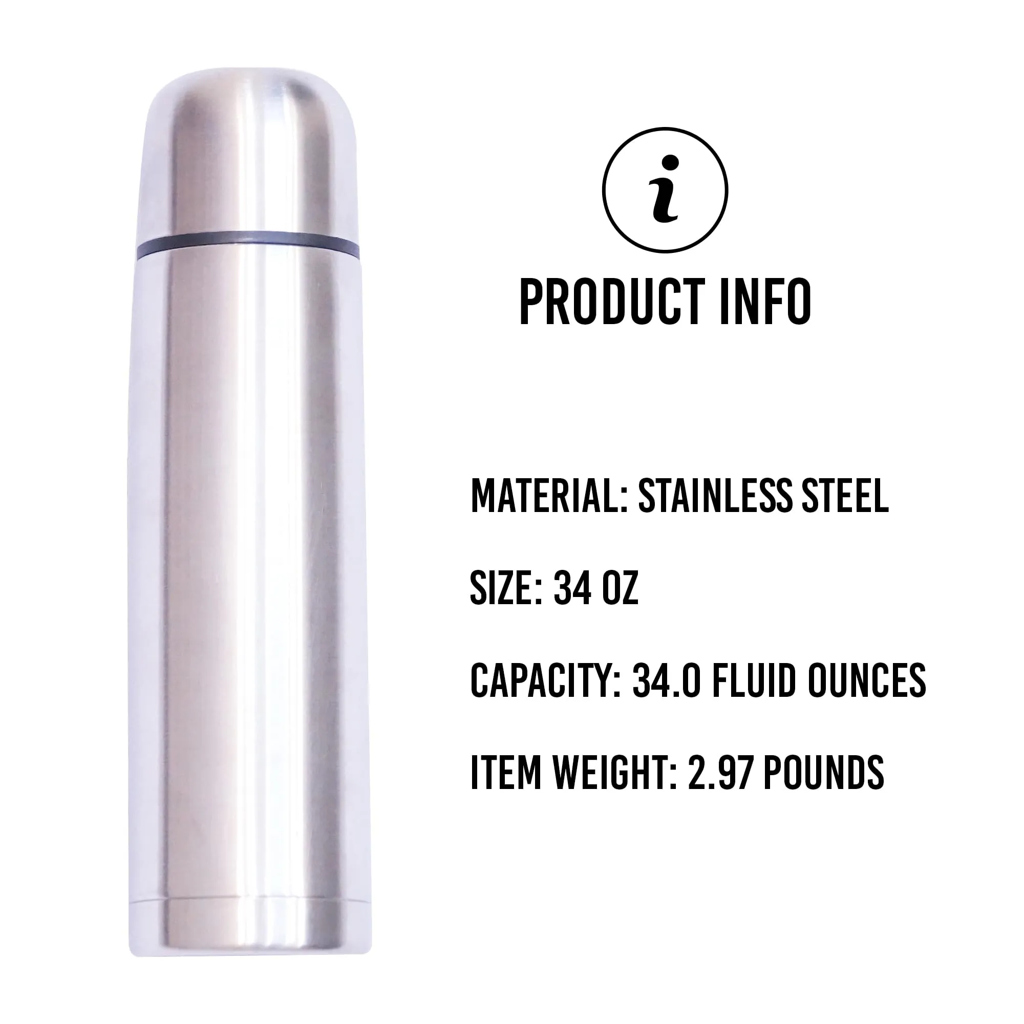 Best Stainless Steel Coffee Thermo, BPA Free, New Triple Wall Insulated, Hot & Cold for Hours. (34 OZ/1000ML)