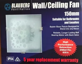 Blauberg Wall Fan Ventilation 150mm Bathroom Exhaust Extraction