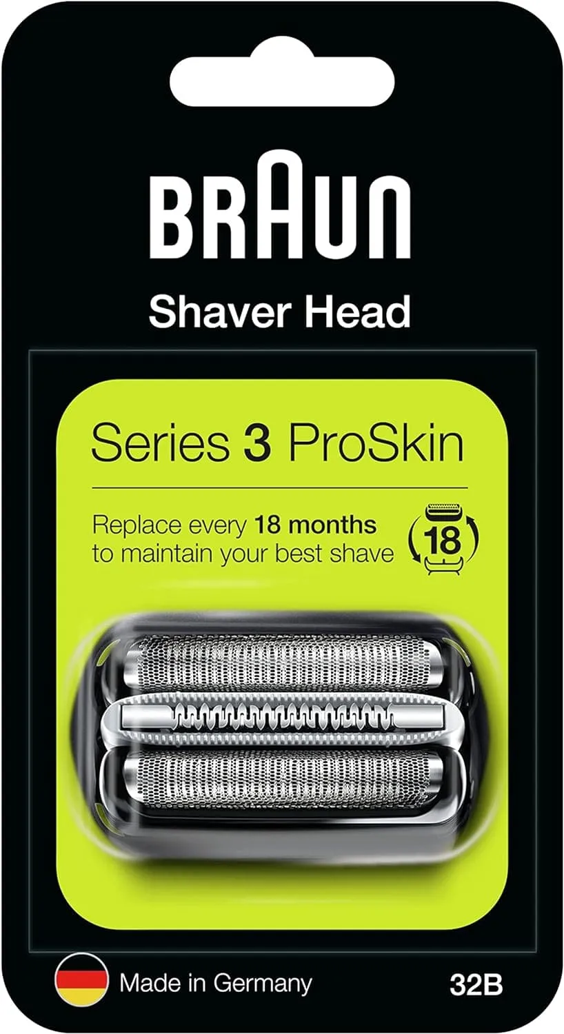 Braun Series 3 Electric Shaver Replacement Head, 32B - Black, Compatible with ProSkin Shavers