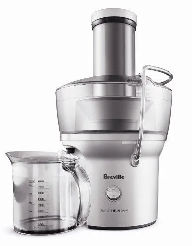 Breville BJE200XL Juice Fountain Compact Centrifugal Juicer, Silver, 10" x 10.5" x 16"