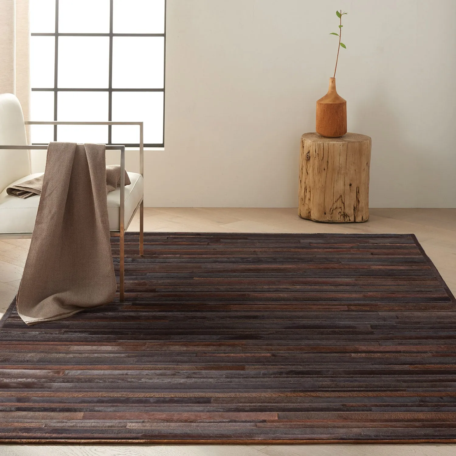 Brown Modern H&woven Hide Rug - 5'6" x 7'5"