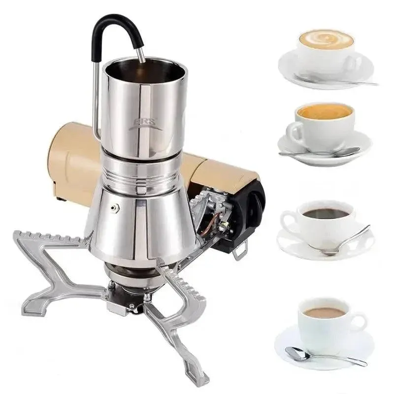 BRS-TC05 Espresso Maker Camping Stovetop Coffee Distiller Maker Stainless Steel Moka Pot Coffee Maker For Camping Accessories #W