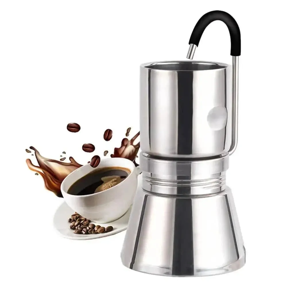 BRS-TC05 Espresso Maker Camping Stovetop Coffee Distiller Maker Stainless Steel Moka Pot Coffee Maker For Camping Accessories #W